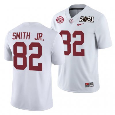 Men's Alabama Crimson Tide #82 Irv Smith Jr. 2021 Rose Bowl Champions White NCAA Playoff Away College Football Jersey 2403YISD5